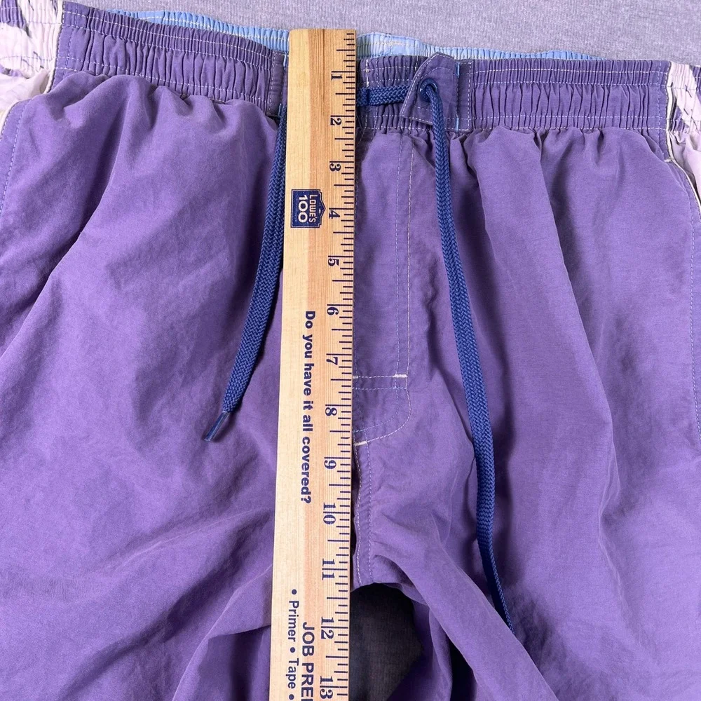 Speedo Swim Trunks Floral Side Panels Mid Rise Shorts Mens Large Purple Nylon